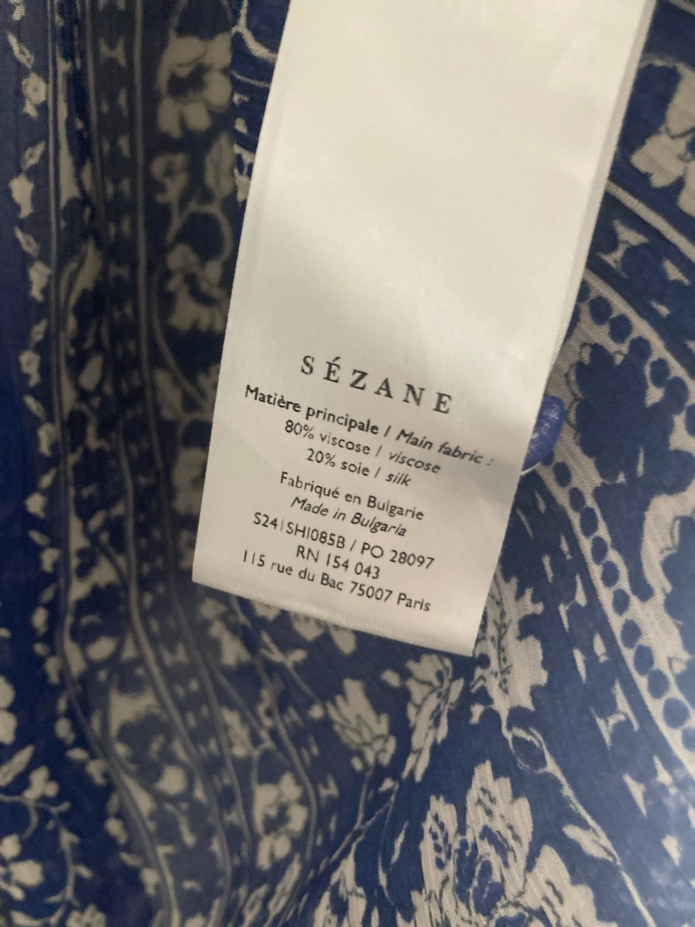 Sezane Blue and White Floral-Stripe Button Down Shirt - Picture 7 of 8